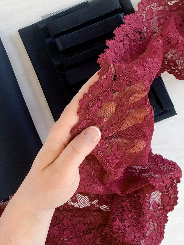 Black Beauty Bra Kit | Stretch Lace & Foam | Burgundy Emerald Erin Black Beauty Bra Kit | Stretch Lace & Foam | Burgundy Emerald Erin